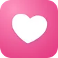 Cuties app icon — a soft white heart on a pink background